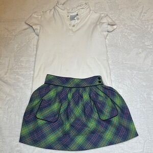 Nwot Little English green and blue plaid pocket skirt size 5